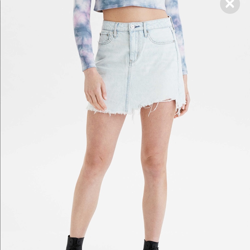 distressed american eagle jean skirt